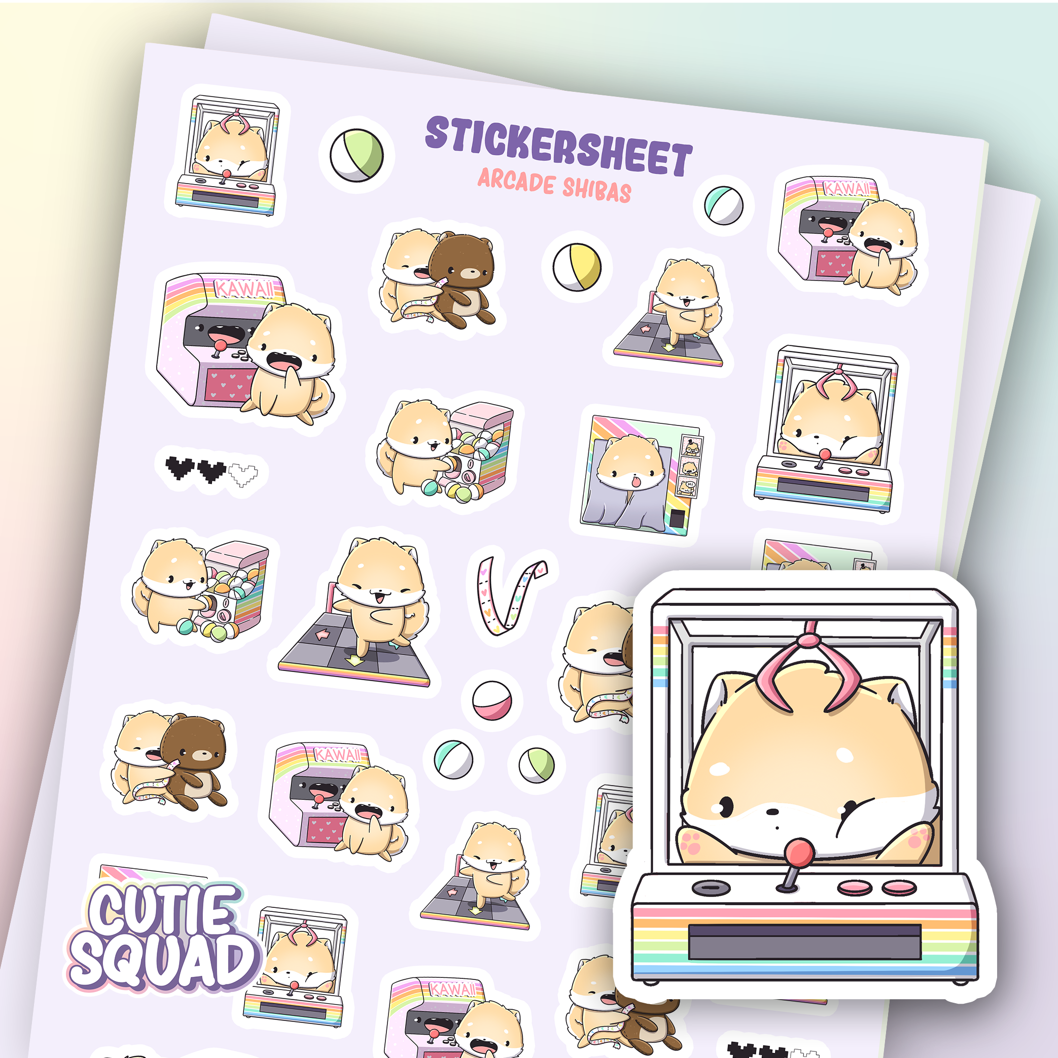 CutieSquad Stickervel Arcade Shibas - 