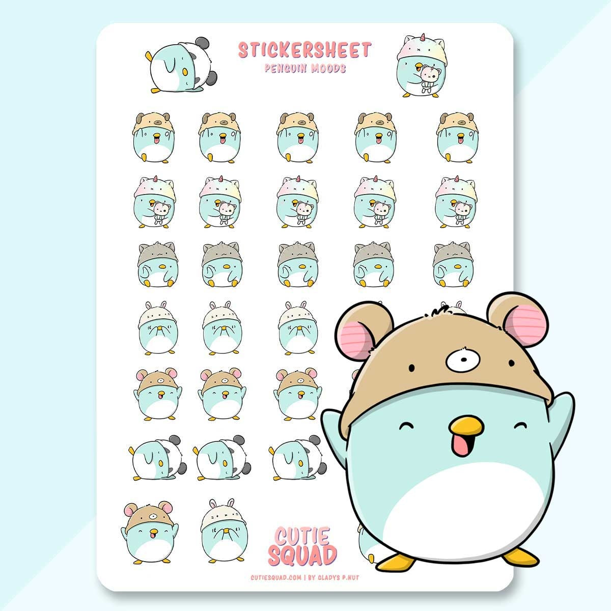 CutieSquad Stickervel - Penguin moods (LIMITED!)