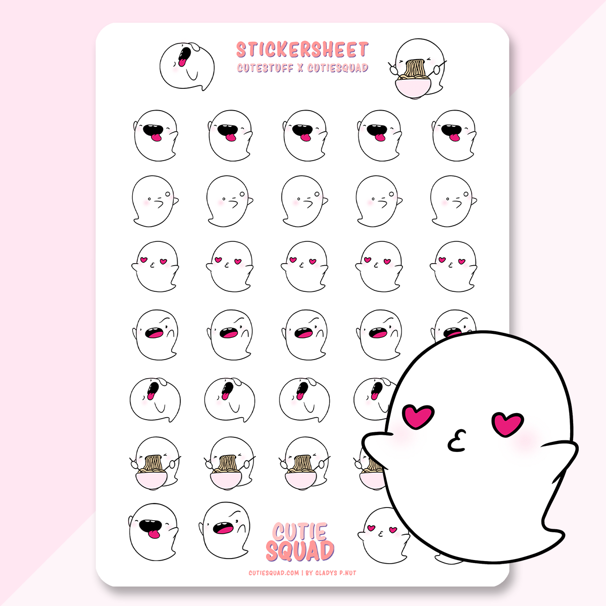 CutieSquad Stickervel - CuteStuff Ghost Yuki