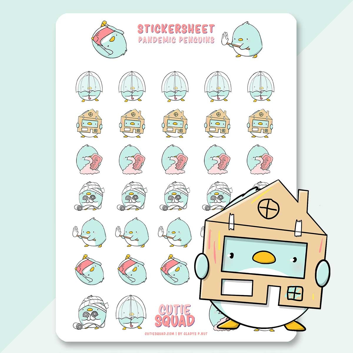 CutieSquad Stickervel - Pandemic penguins