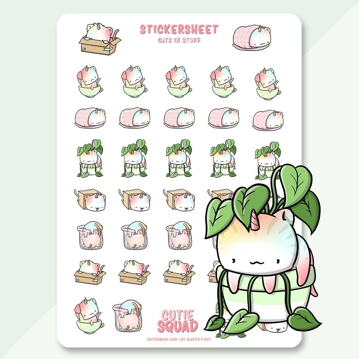 CutieSquad Stickervel - Cats in stuff (LIMITED!)