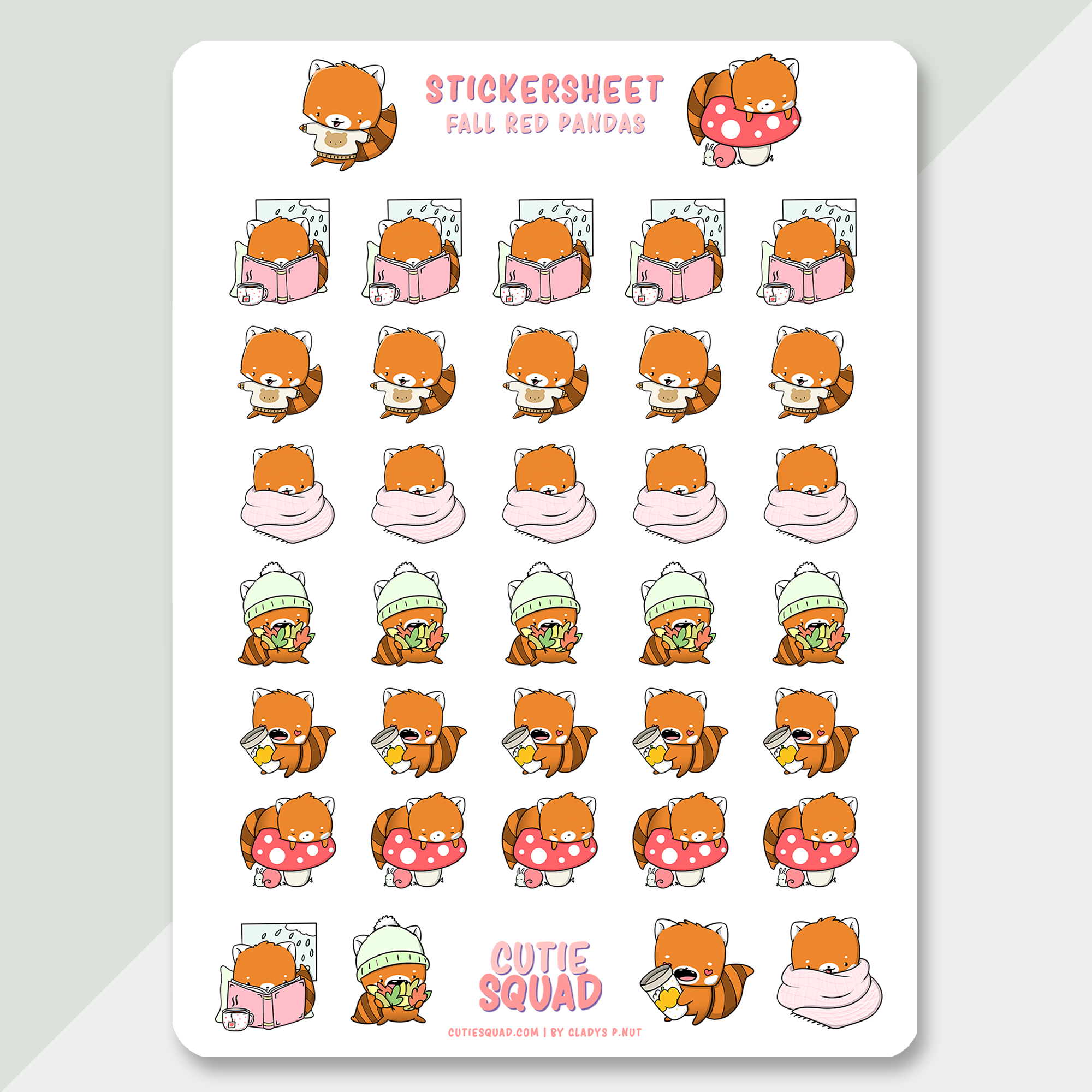 CutieSquad Stickervel - Red pandas fall