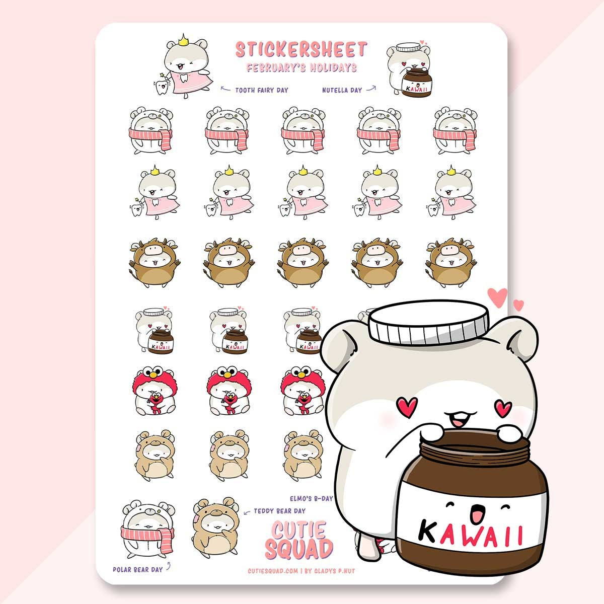 CutieSquad Stickervel - Hamster - February Holidays (LIMITED!)