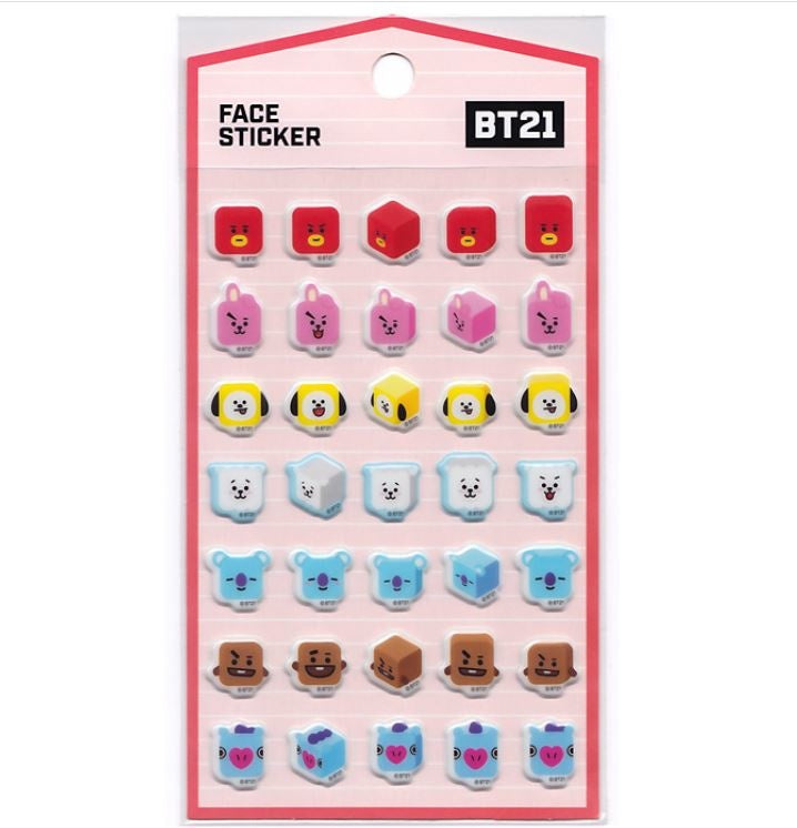 BT21 Glossy Sticker - Face Stickers cube