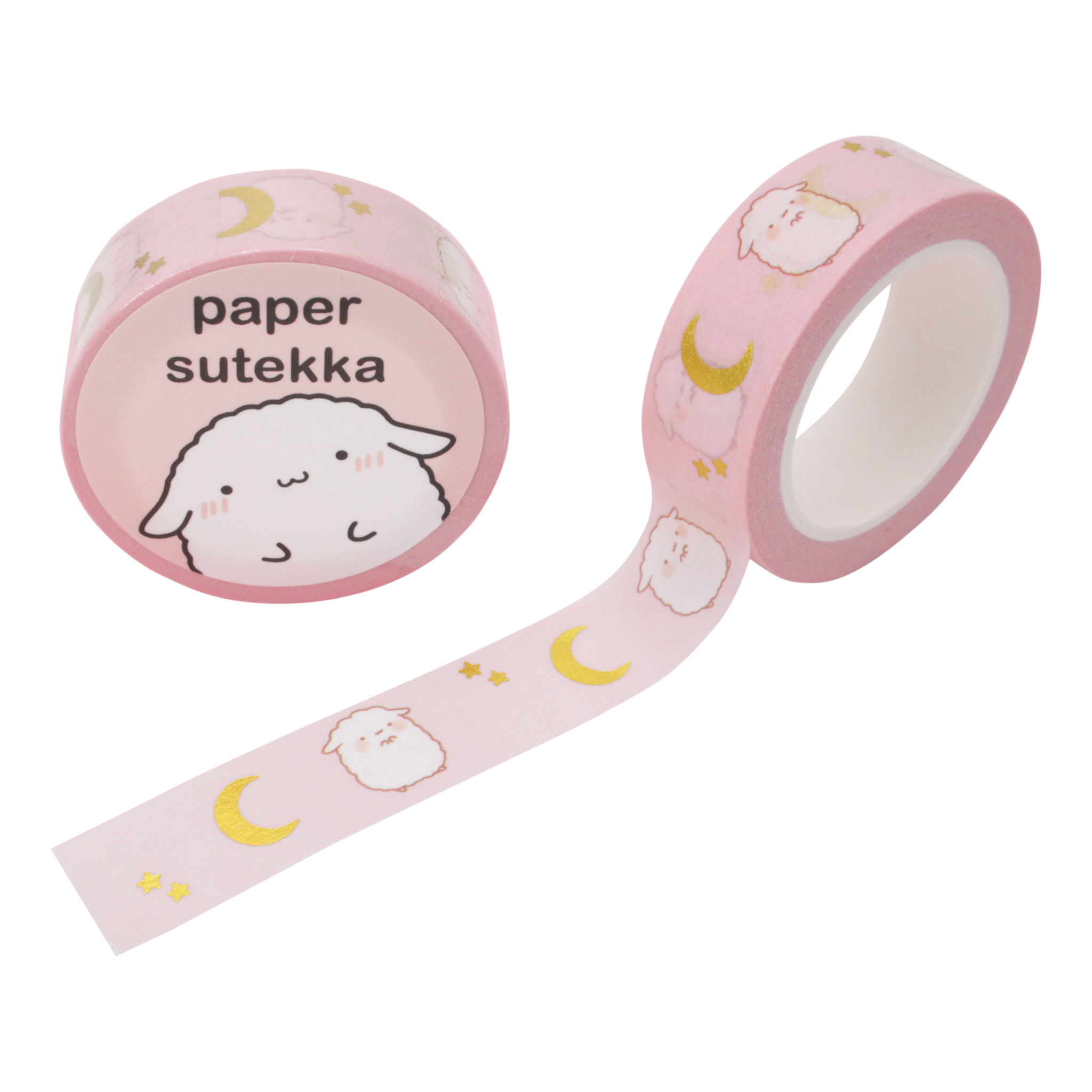 Paper Sutekka Washi Tape - Pink Moon - Gold Foil