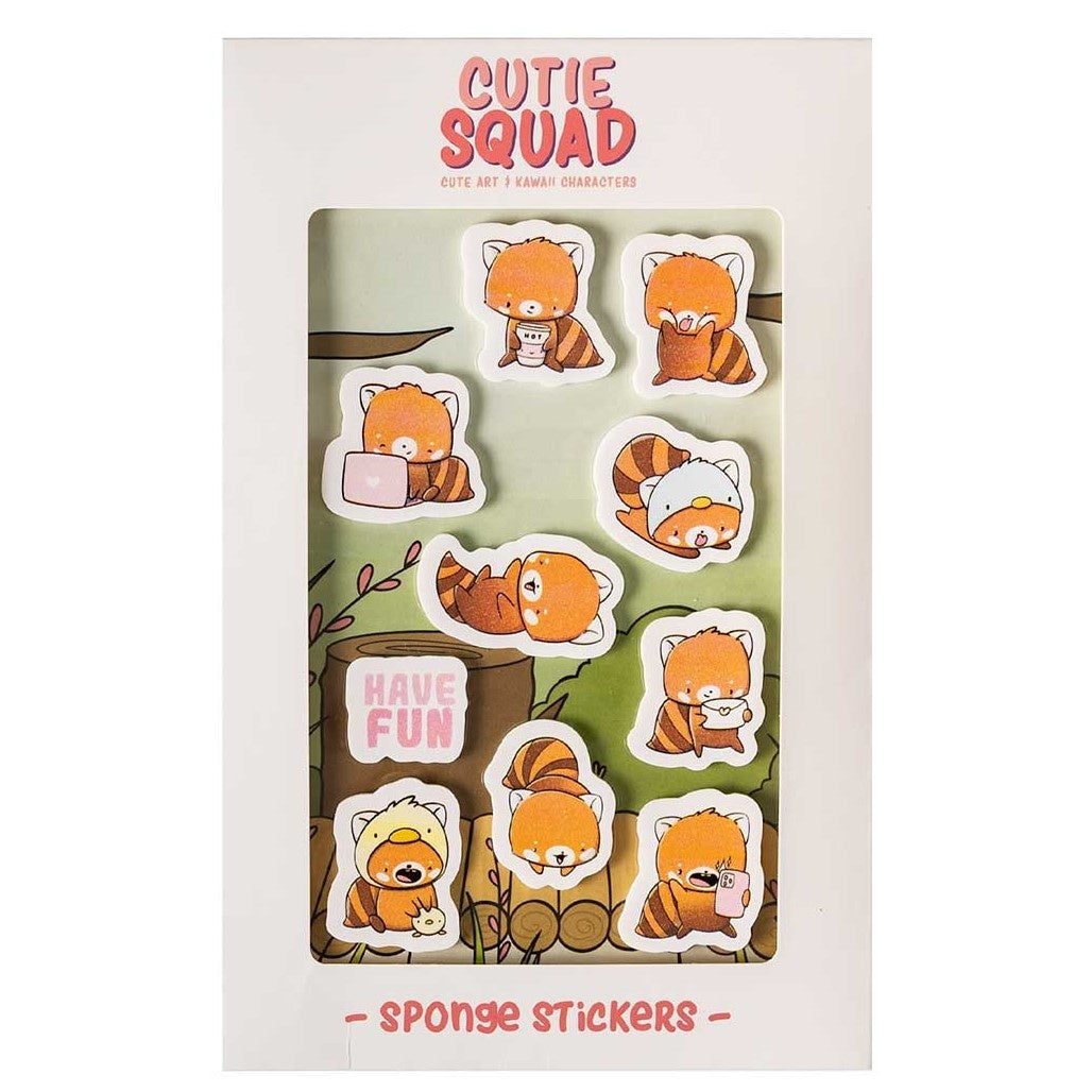 CutieSquad Big foam stickers - Playful red pandas