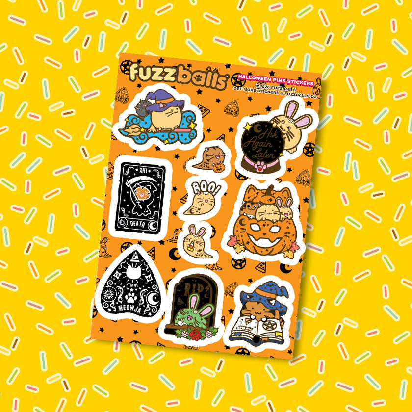 Fuzzballs stickervel - Halloween pin