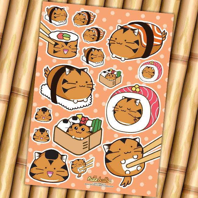 Fuzzballs Stickervel - Sushi