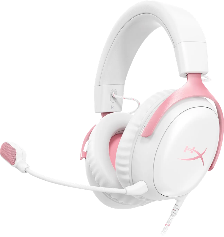 HyperX Cloud III Wired Gaming Headset - Wit/Roze (PC, PS5, Xbox Series X/S)