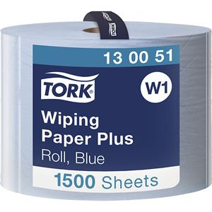 Tork Multifunctionele papieren doekjes, sterk, hybride kwaliteit, 2-laags, blauw, VE = 1 rol, 1500 vellen/rol