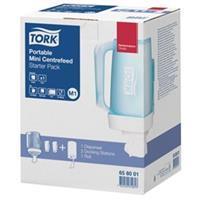 Tork Starterpack Draagbare Mini Centerfeed Poetspapier Dispenser Kunststof Wit/Turquoise M1 - set van 1 x 1
