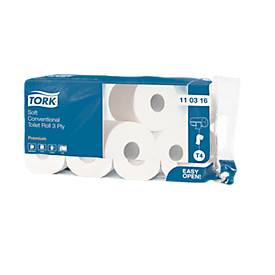 Tork Premium T4 standaard rol toiletpapier. 3-laags. 250 vel. reliëf. wit (pak 8 rollen)