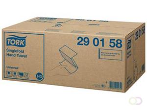 Tork Universal Singlefold H3 gevouwen papieren handdoeken. C-vouw. 1-laags. 230 mm. 300 vel. reliëf. wit (doos 15 x 300 vel)