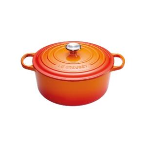 lecreuset Bräter mit Griffen "Signature ofenrot" rund Ø 24 cm Gusseisen