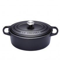 Le Creuset Bräter Signature Oval Gusseisen Schwarz 27cm