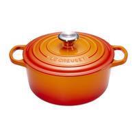 lecreuset Bräter mit Griffen "Signature ofenrot" rund Ø 28 cm Gusseisen