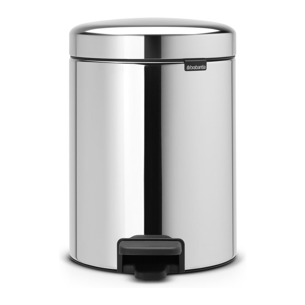 Brabantia Newicon Treteimer, Mülleimer, Abfalleimer, Brilliant Steel, 5 L, 112621