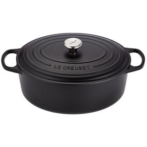 lecreuset Bräter mit Griffen "Signature schwarz" oval Gusseisen