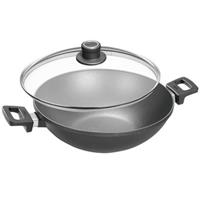 Woll Wok Nowo Titanium Induktion Aluguss Wok Glasdeckel 2 Griffe Ø 32 cm
