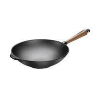 Skeppshult Walnuss Wok 30 cm aus Gusseisen mit Walnussholzgriff