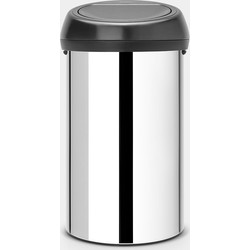 Brabantia Mülleimer »Touch Bin Brilliant Steel Schwarzer Deckel 60 L«