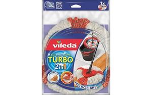 Vileda Turbo 2in1 Wischkopf, Bodenwischer, weiß/rot, für Wischmop EasyWring & Clean