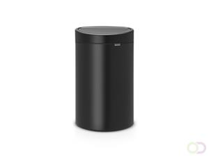 Brabantia Touch Bin Abfallbehälter mit Kunststoffeinsatz, Mülleimer, Müll Eimer, Matt Black / Deckel Matt Black, 40 L, 114946