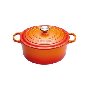 lecreuset Bräter mit Griffen "Signature ofenrot" rund Ø 22 cm Gusseisen