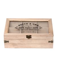 Clayre & Eef Teebox »Teebox HOME SWEET HOME braun schwarz Klappbox aus Holz mit 6 Fächern«