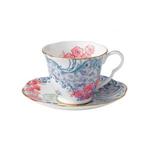 WEDGWOOD - Butterfly Bloom - Kop en Schotel Blauw& Pink