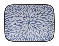 Blauw/Wit Rechthoekige Sauskom - Kiku - 9.5 x 7cm