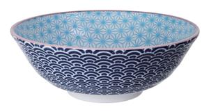 Blauw/donker Blauwe Kom - Star Wave - 21 x 7.8cm 1100ml