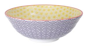 Geel/Paars Kom - Star Wave - 21 x 7,8cm 1100ml