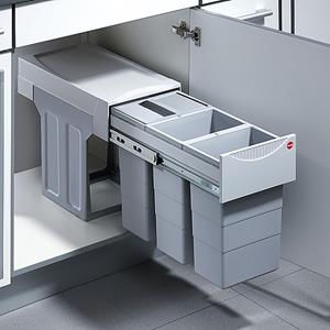 Hailo Einbaumülleimer Hailo Abfallsammler 3666841 TZ Swing Terzett 3x 10 Liter, für Schränke ab 300 mm Breit mit Drehtür