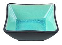 Zwart/Turquoise Vierkante Schaal - Glassy Turquoise - 8.5 x 8.5 x 3cm
