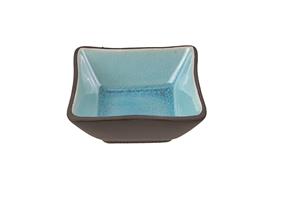 Zwart/Turquoise Vierkante Schaal - Glassy Turquoise - 8.5 x 8.5 x 3cm