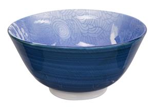 Blauw/Witte Kom met kraanvogel figuur - Mixed Bowls - 12.7 x 6.35cm