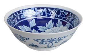 Blauw/Witte Kom - Peony - 19.5 x 7.5cm 1000ml
