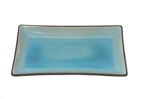 Zwart/Turquois Rechthoekig Bord - Glassy Turquoise - 21.5x12.7cm