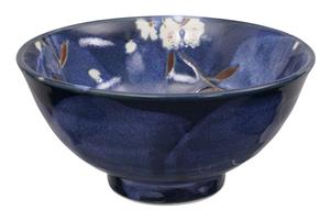 Blauw/Witte kom met kers figuur - Mixed Bowls - 16 x 8cm 600ml