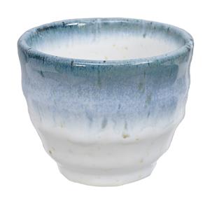 Wit.Blauw Handgemaakt Kopje - 8.5 x 6.9cm