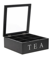 HOME STYLING Teebox tea, 9 Fächer, Teeaufbewahrung, mdf, 22,5 x 22,5 x 9 cm