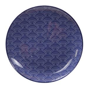 Blauw/Wit Bord Stippen - Nippon Blue - 25.7 x 3cm