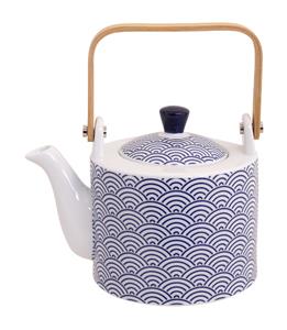 Blauw/Witte Theepot Golven - Nippon Blue - 12 x 13cm 800ml