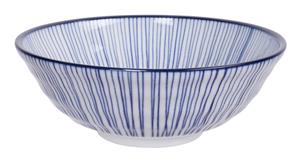 Blauw/Witte Kom Lijnen - Nippon Blue - 21 x 7.8cm 1000ml