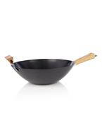Point-Virgule wok uit carbonstaal met antikleeflaag & bamboe handvat Ã¸ 36cm