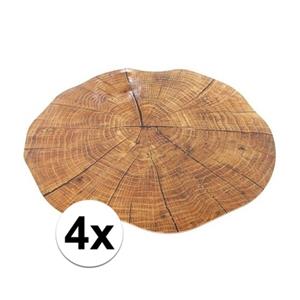 Bellatio 4x ronde placemat boomstam print 38 cm