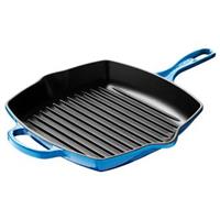 LE CREUSET GMBH SIGNATURE Grillpfanne, quadratisch, Marseille, 26 cm, azur/schwarz