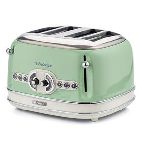 Ariete Toaster Vintage, 4 kurze Schlitze, für 4 Scheiben, 1630 W, grün