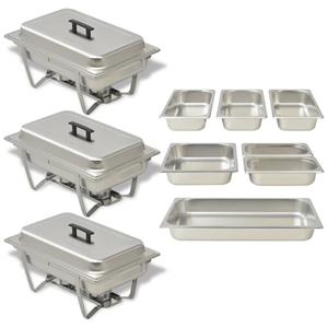 vidaXL Chafing Dish Set 3-tlg. Edelstahl Silber